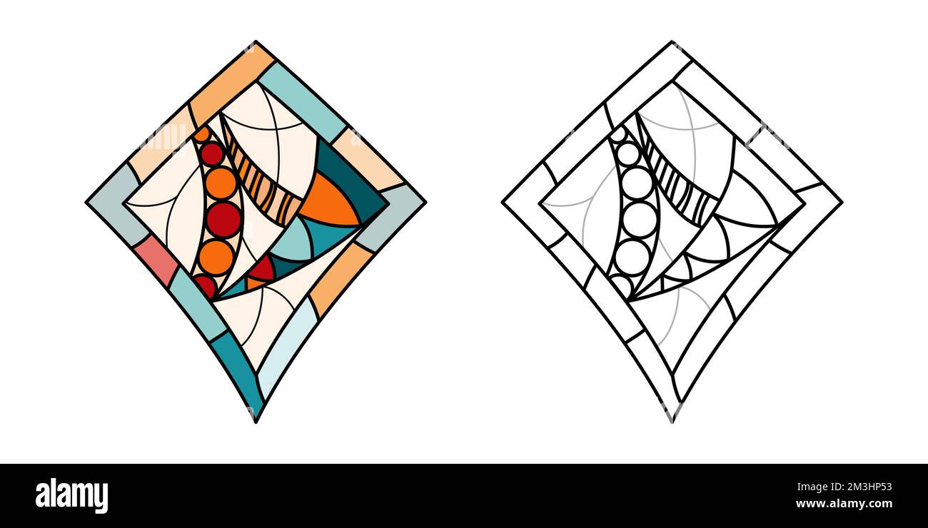 Feuille de travail sur le verre vitrail pour le dessin. Illustration de Vecteur