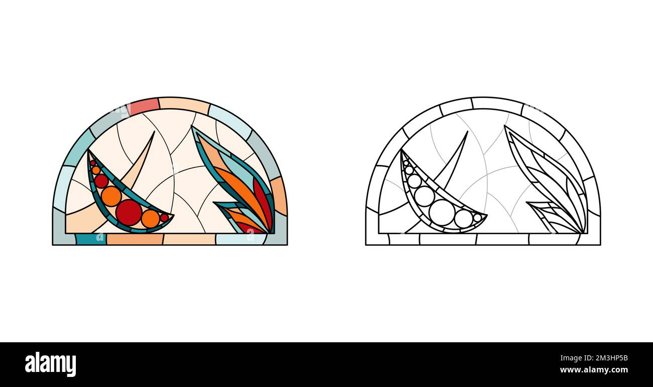 Feuille de travail sur le verre vitrail pour le dessin. Illustration de Vecteur