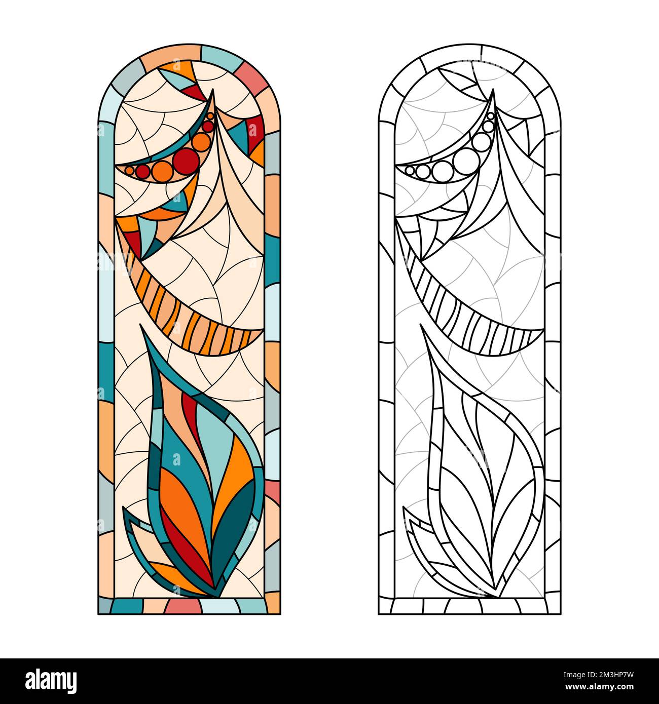 Feuille de travail sur le verre vitrail pour le dessin. Illustration de Vecteur