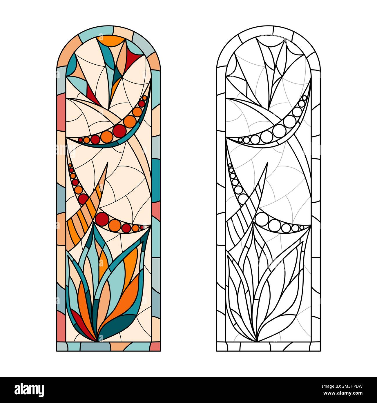 Feuille de travail sur le verre vitrail pour le dessin. Illustration de Vecteur