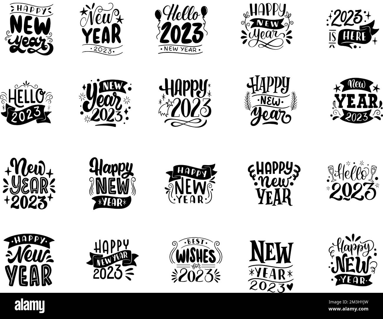 Un ensemble d'illustrations vectorielles de la nouvelle année 2023 Illustration de Vecteur