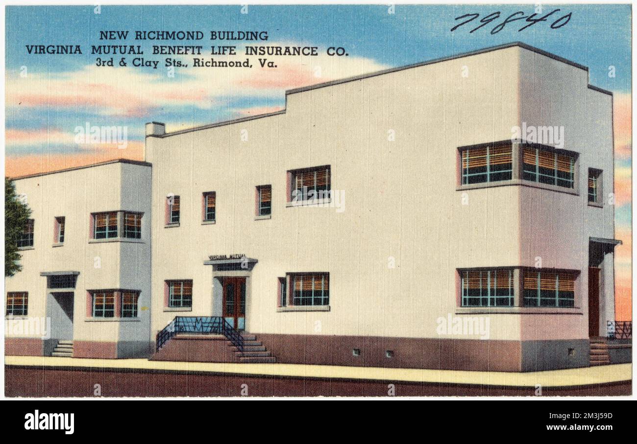 New Richmond Building, Virginia Mutual Benefit Life Insurance Co., 3rd & Clay STS., Richmond, Virginie , Installations commerciales, Collection Tichnor Brothers, cartes postales des États-Unis Banque D'Images