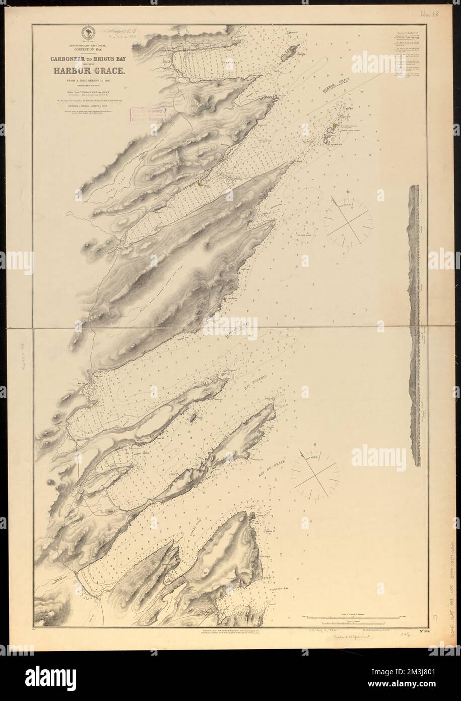 Terre-Neuve--côte est, baie conception, Carbonear à Brigus Bay, y compris Harbour Grace : de a Brit. Relevé en 1866, corrigé à 1874 , côtes, Terre-Neuve-et-Labrador, cartes, cartes marines, Terre-Neuve-et-Labrador, Carbonear Bay, cartes marines, Terre-Neuve-et-Labrador, Harbour Grace Harbour, Cartes nautiques, Terre-Neuve-et-Labrador, Spaniard's Bay, cartes marines, Terre-Neuve-et-Labrador, Bay Roberts, cartes marines, Terre-Neuve-et-Labrador, Bay de grave, Carbonear Bay N.L., Cartes, Harbour Grace N.L. : Harbour, cartes, Spaniard's Bay N.L., cartes, Bay Roberts N.L., Cartes, Bay de Banque D'Images