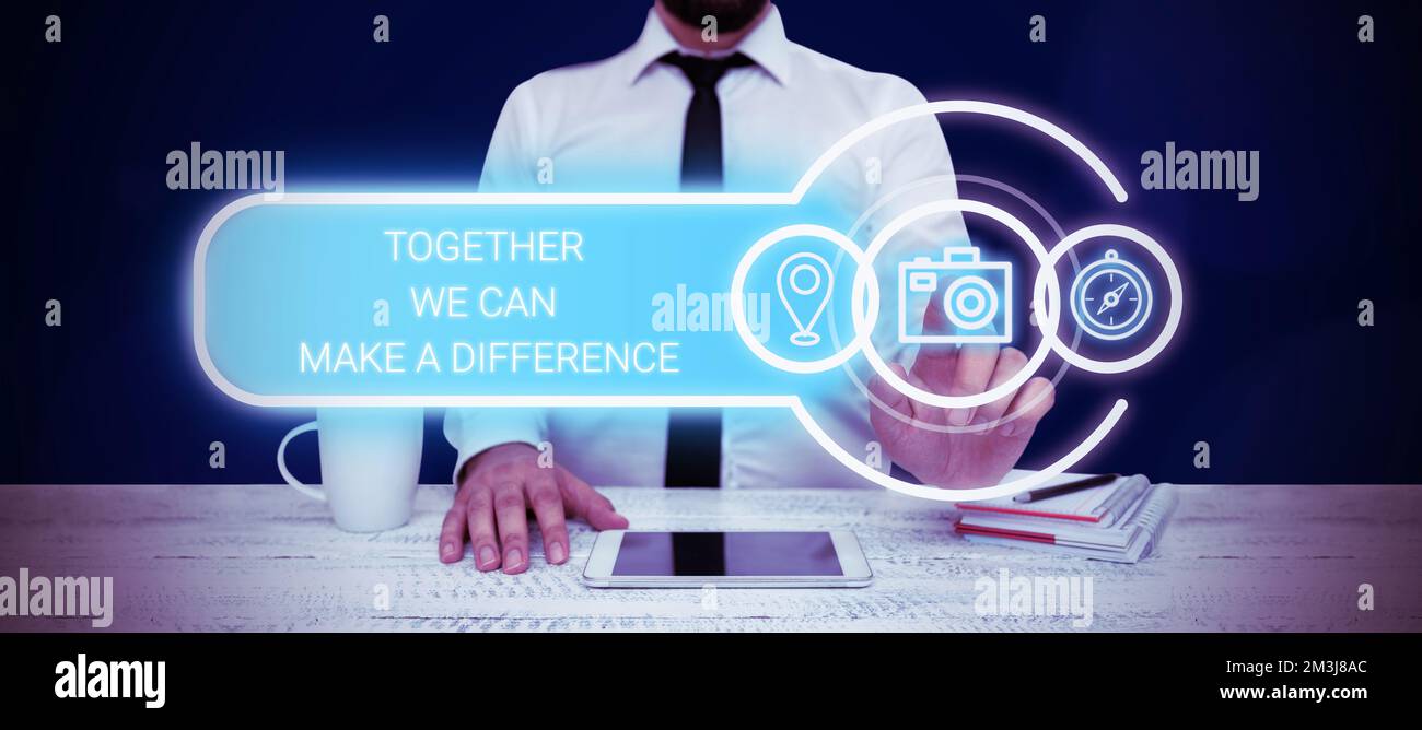 Ensemble, l'affichage conceptuel peut faire la différence. Vitrine Unity peut tout rendre possible un groupe puissant Banque D'Images