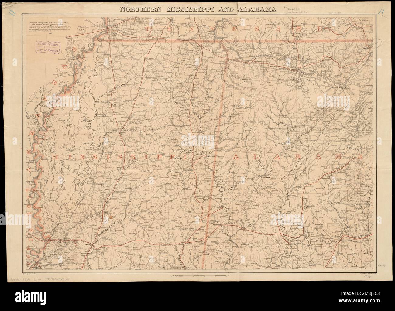 Mississippi du Nord et Alabama , Mississippi, Maps, Alabama, Maps Norman B. Leventhal Map Center Collection Banque D'Images