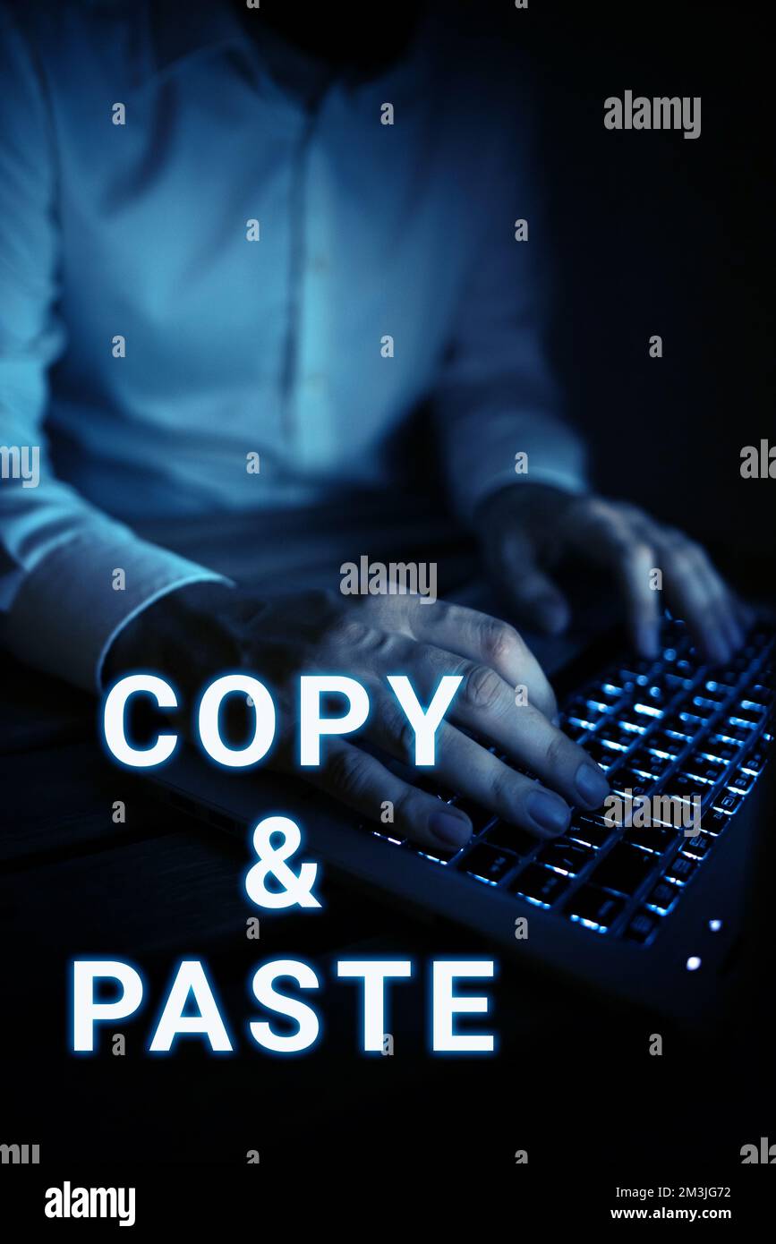 Écriture affichage du texte Copier Coller. Mot écrit sur une imitation