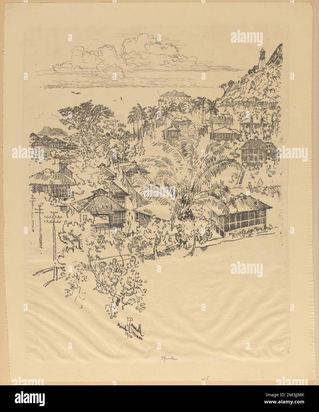 Ancon officiel : bâtiments administratifs , Villes et villages, palmiers. Joseph Pennell (1857-1926). Impressions et mises en plan Banque D'Images