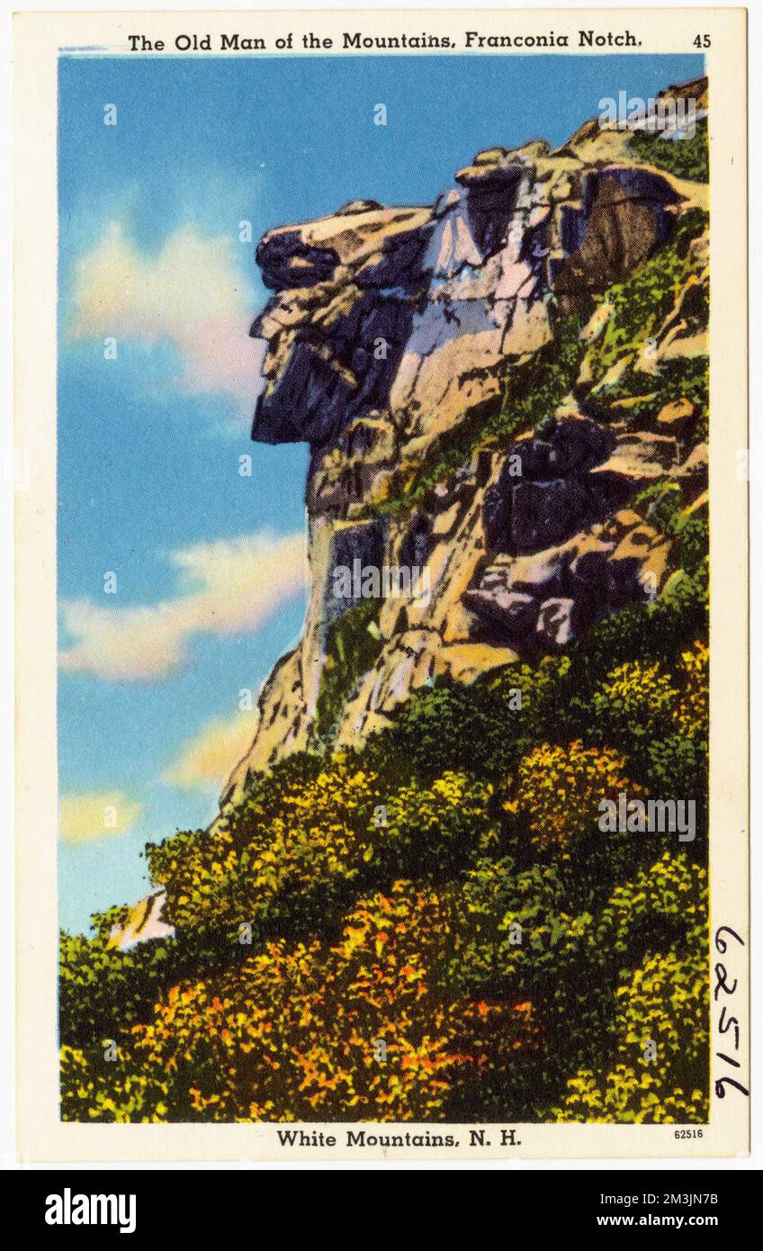 L'ancien homme des montagnes, Franconia Notch, White Mountains, N.H. , Montagnes, Tichnor Brothers Collection, cartes postales des États-Unis Banque D'Images