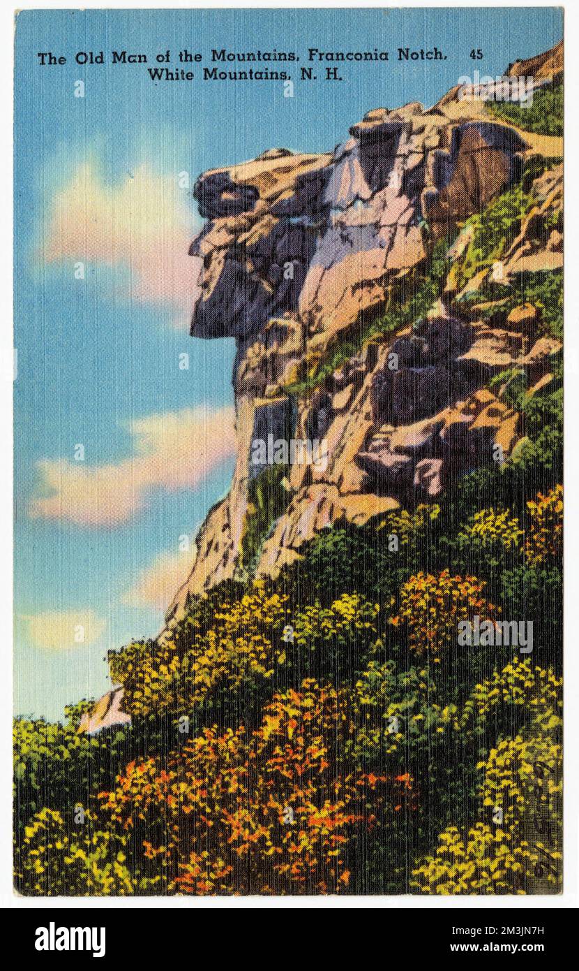 L'ancien homme des montagnes, Franconia Notch. White Mountains, N.H. , Montagnes, Tichnor Brothers Collection, cartes postales des États-Unis Banque D'Images