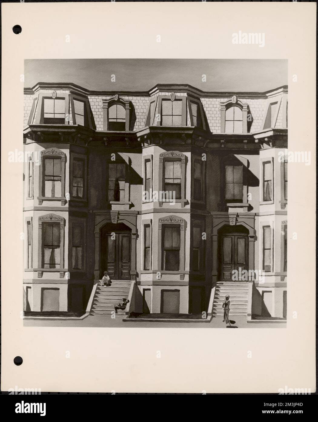 Vieux Roxbury , maisons de rangée. Collection de photographies du Massachusetts WPA Federal Art Project Banque D'Images