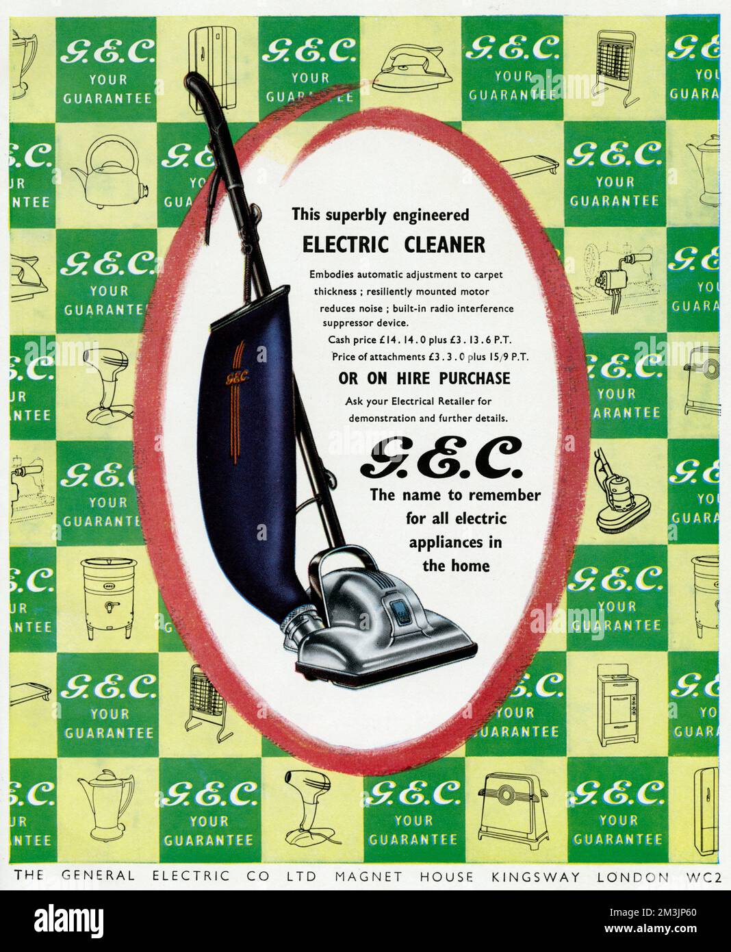 Nettoyant électrique GEC. Date: 1950 Banque D'Images