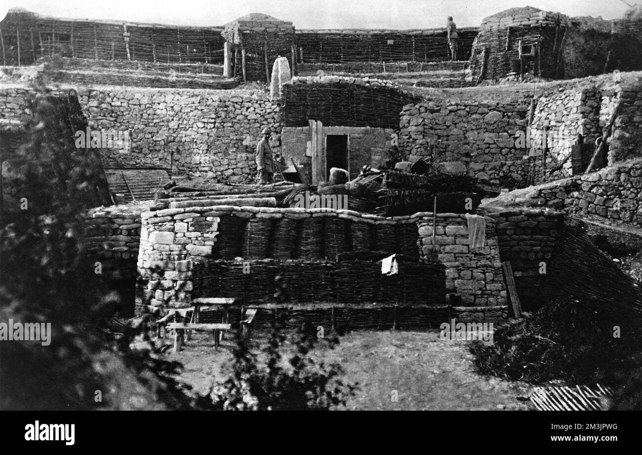 Une tranchée de première ligne en Champagne Banque D'Images