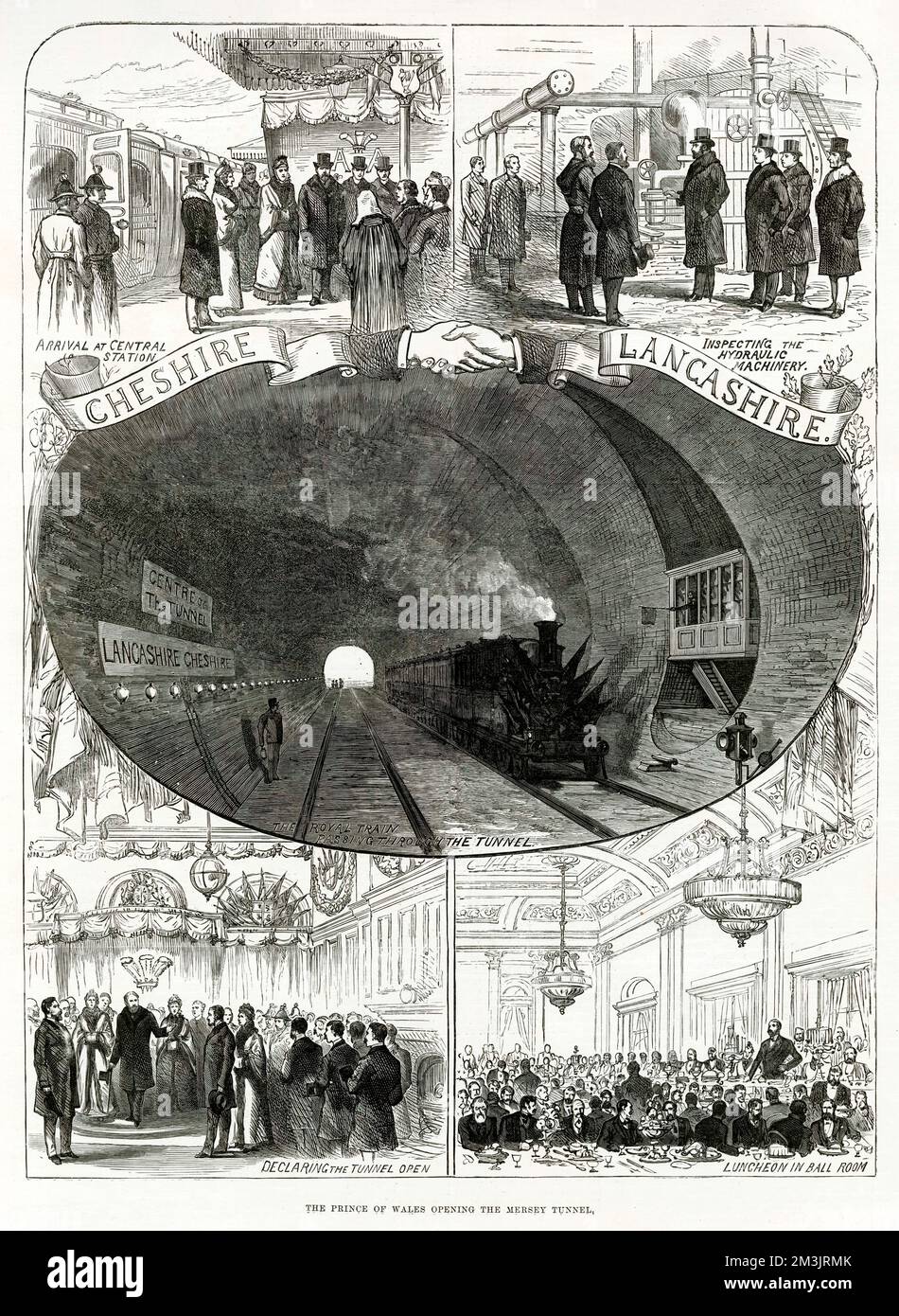 Le Prince de Galles ouvre le tunnel Mersey 1886 Banque D'Images