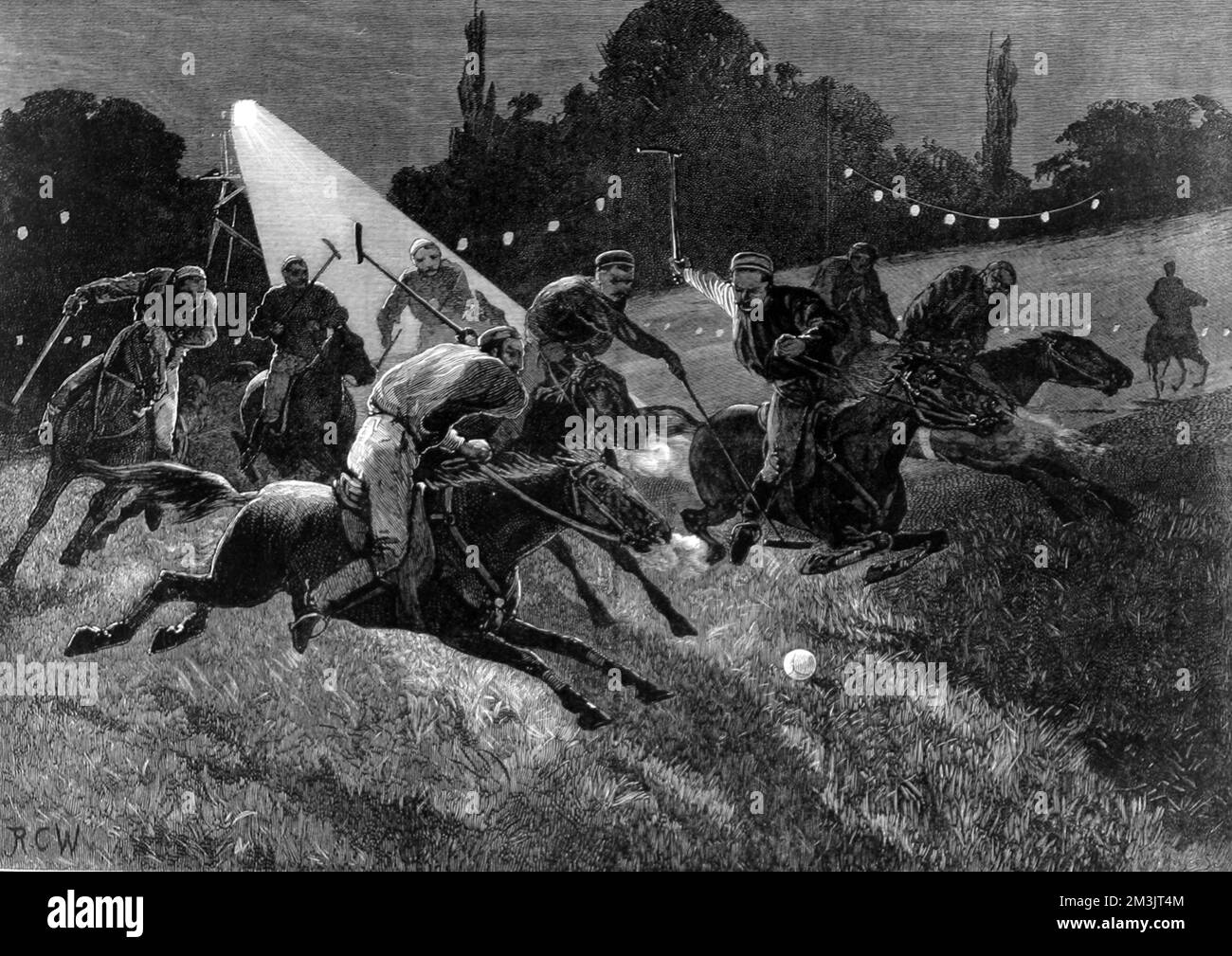 Polo match par lumière électrique Banque D'Images