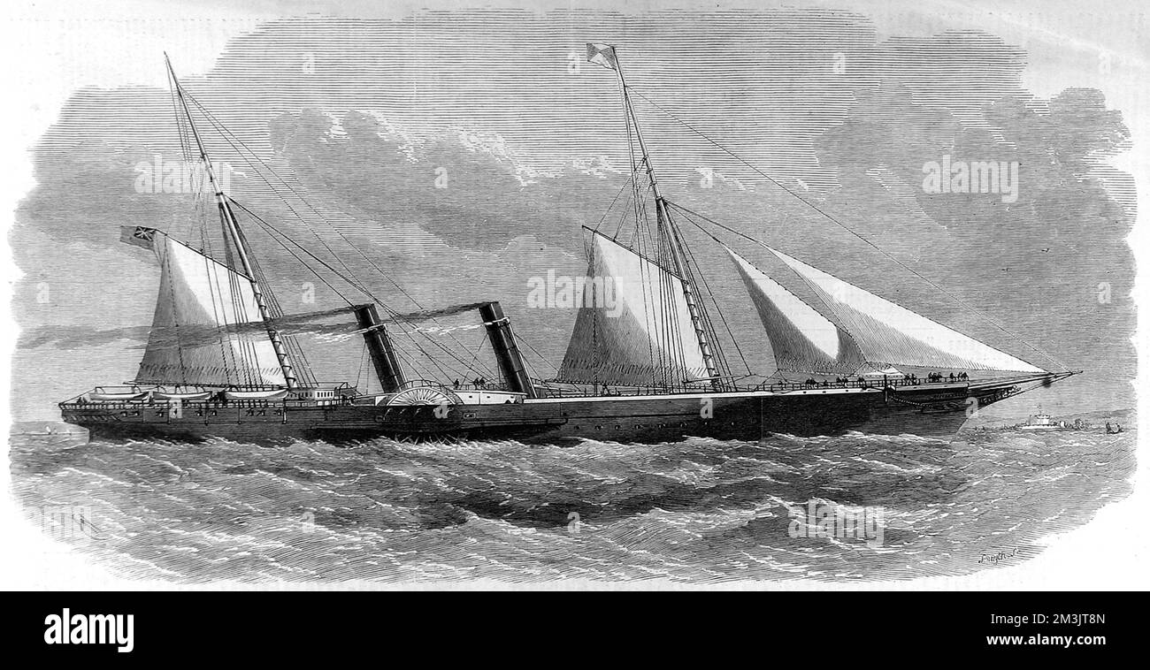 Le nouveau bateau à vapeur « Delta » de la Peninsular and Oriental Company, novembre 1859. Ce navire a été construit par la Thames Iron Shipbuilding Company, selon une conception de M. James Ash. 1859 Banque D'Images