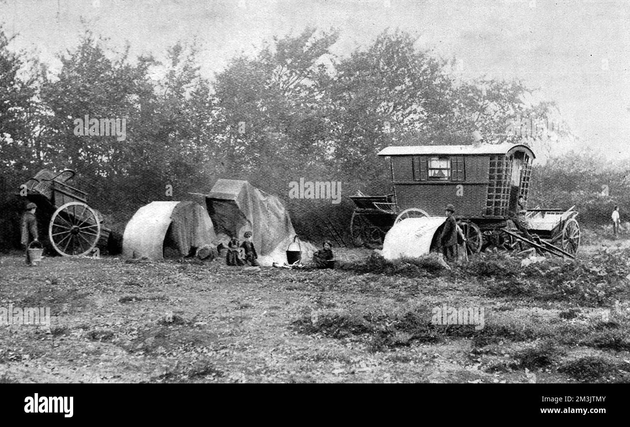 Camp gitan sur Exmoor. Banque D'Images