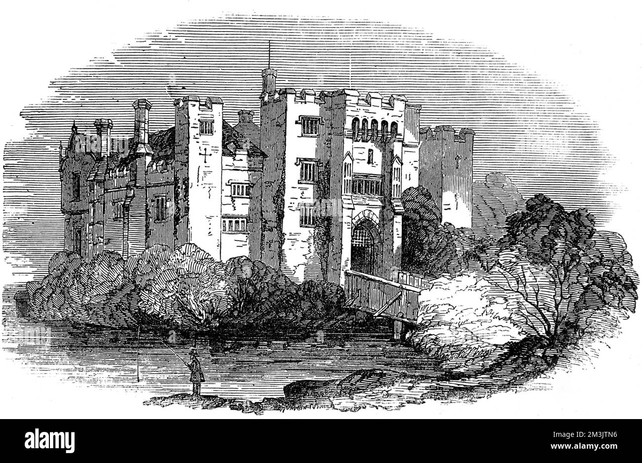 Château de Hever, Kent. La partie la plus ancienne du château date de 1270 et est la plus célèbre résidence d'Anne Boleyn. 1849 Banque D'Images