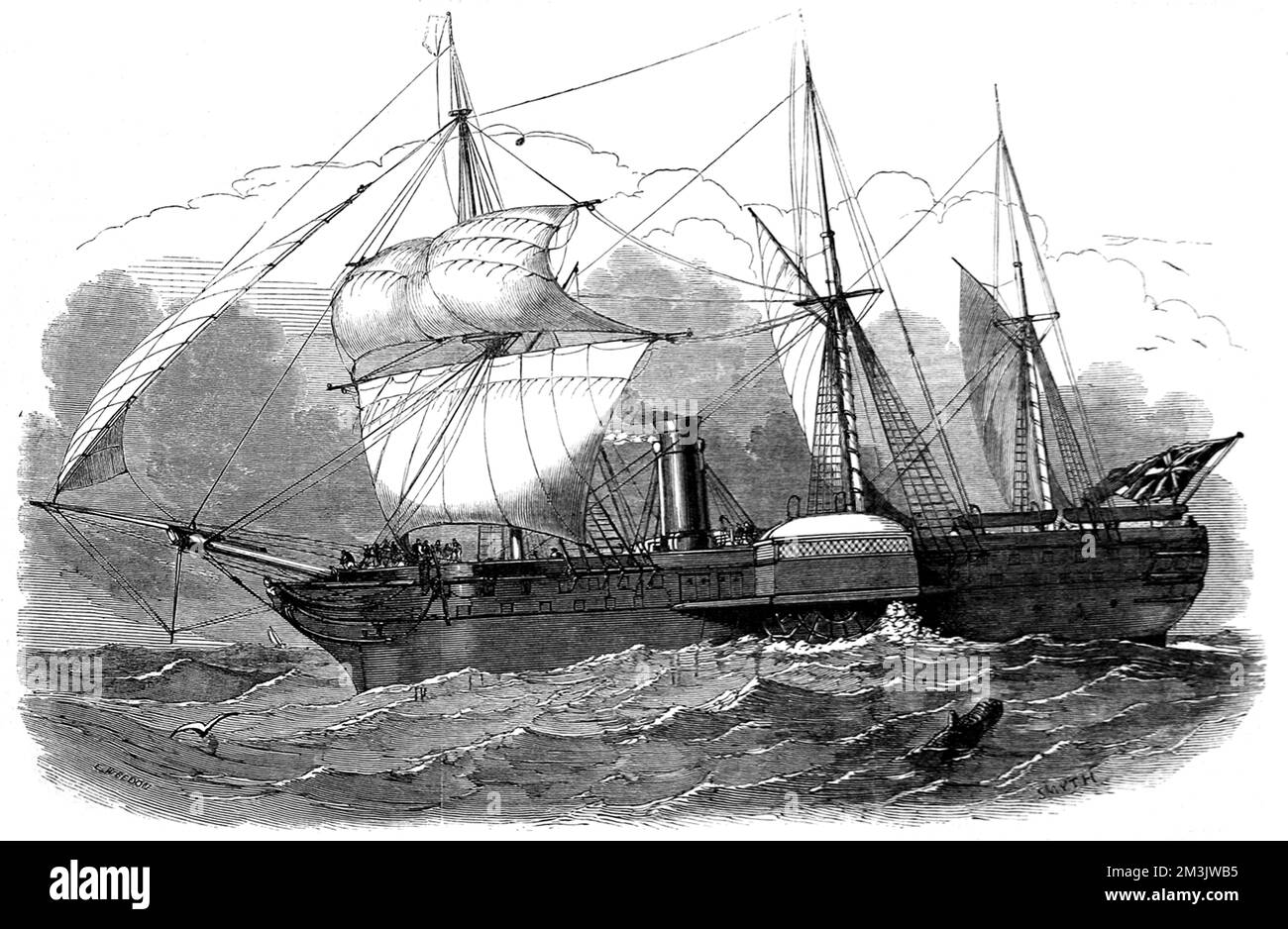 Vapeur-paquet de Royal Mail Company's paddle-steamer 'Forth'. Construit à Leith en 1841, le « Forth » a disparu entre Southampton et les Antilles au début de 1841. Il a été découvert plus tard qu'elle avait été épatée sur le récif d'Alacries, dans le golfe du Mexique, heureusement sans perte de vie. 1849 Banque D'Images