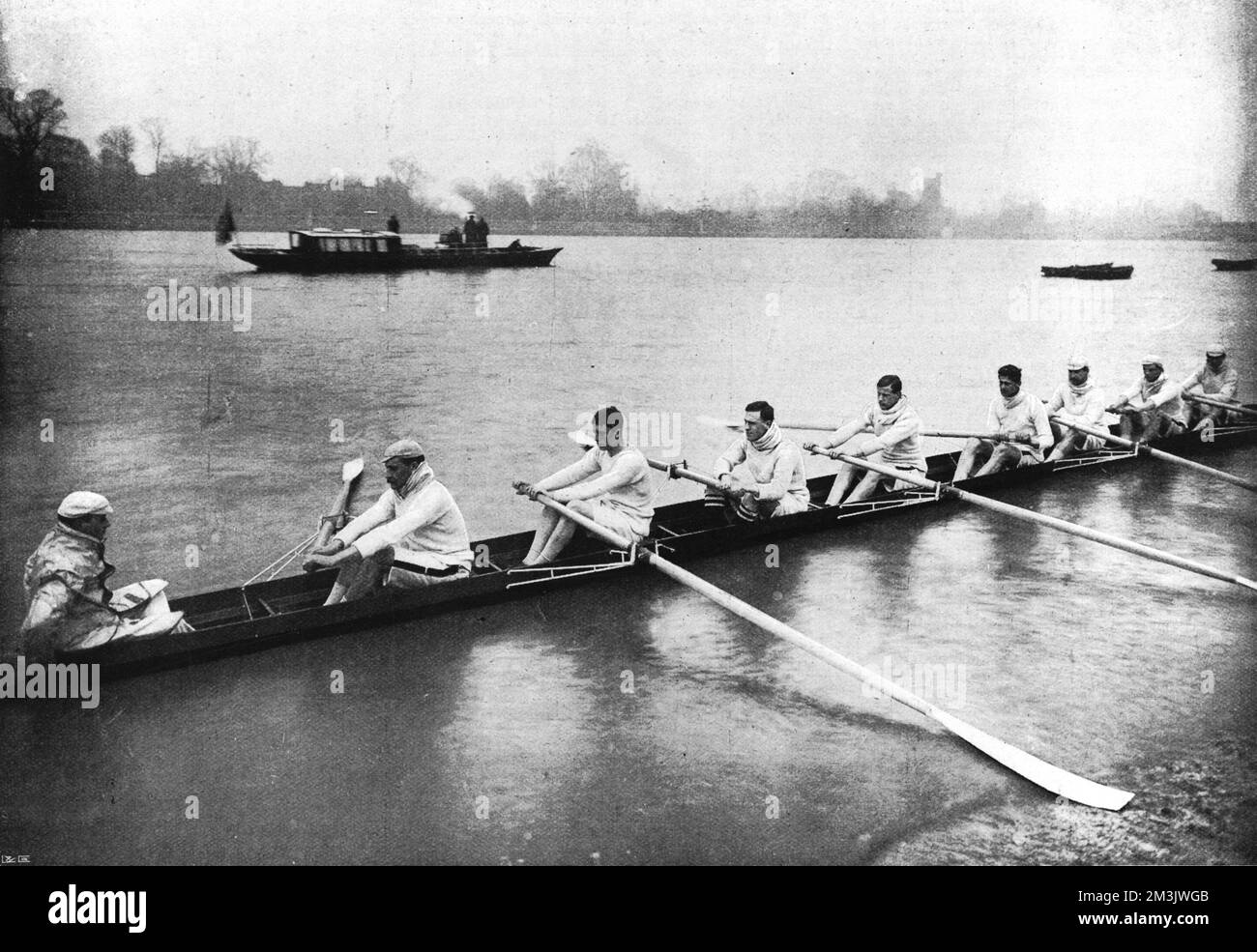 L'Inter-varsity Boat-race : les équipages à la pratique. Banque D'Images