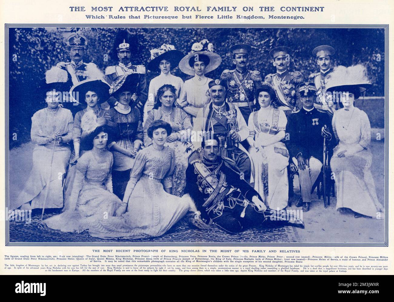 Roi Nicolas Ier du Monténégro avec la famille et les parents 1912 Banque D'Images