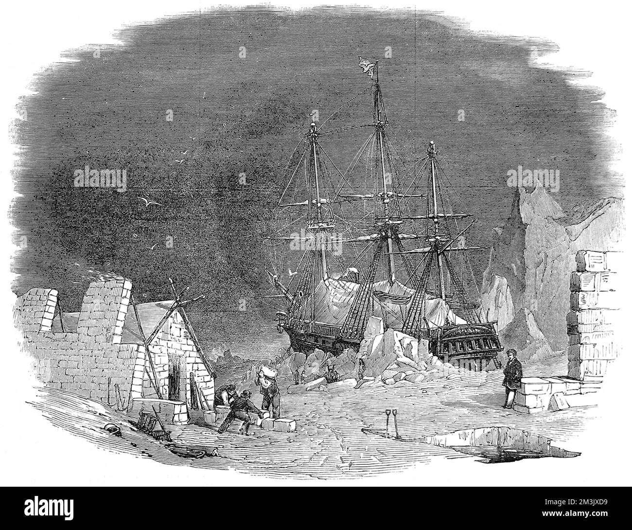 Quartiers d'hiver, Arctic Explorers 1849 Banque D'Images