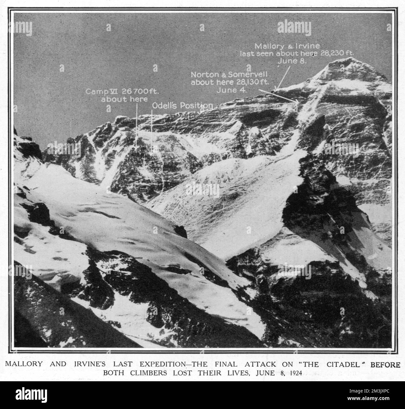 Les positions de l'expédition Everest 1924 Banque D'Images