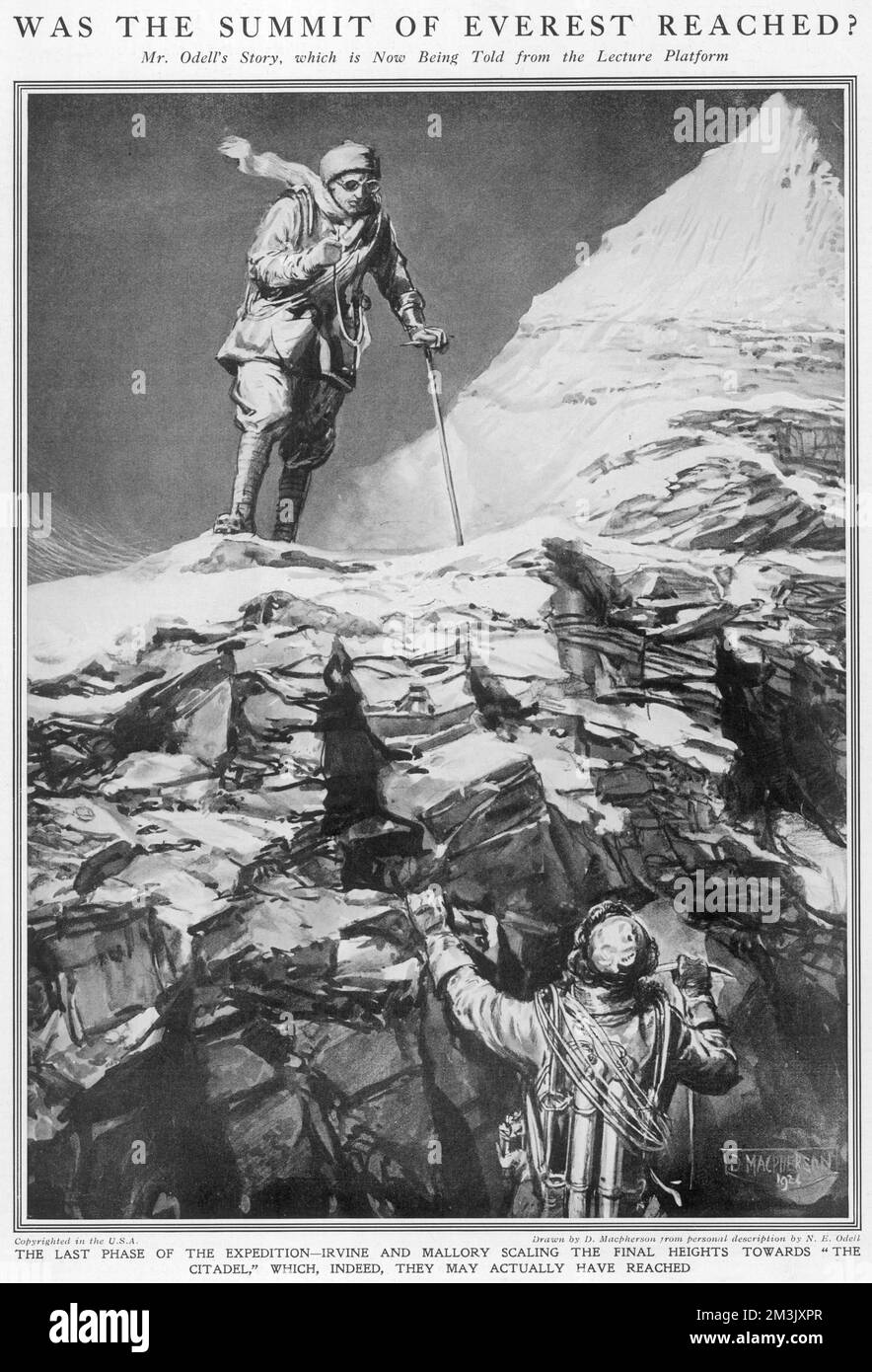 Mallory et Irvine à la deuxième étape, Everest, 1924 Banque D'Images