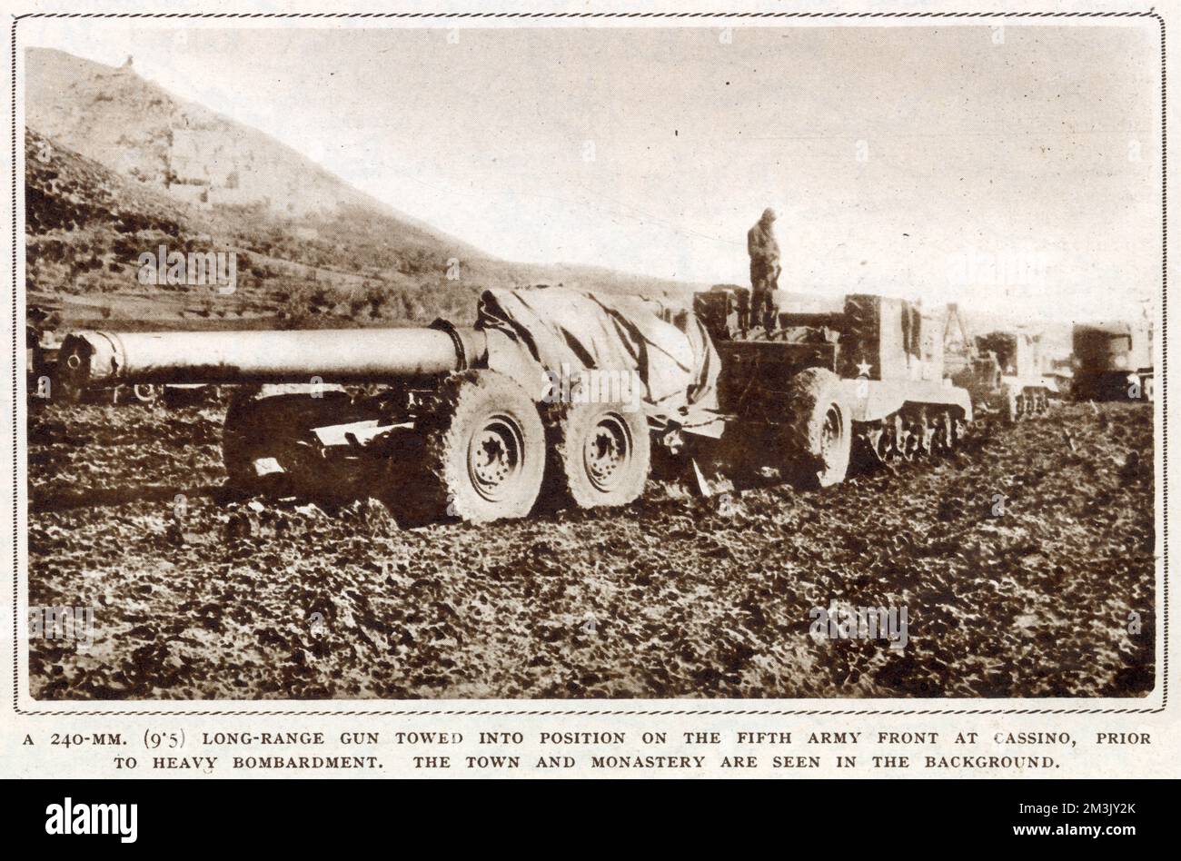 Canon lourd de la Cinquième armée alliée, Italie ; seconde Guerre mondiale, Banque D'Images