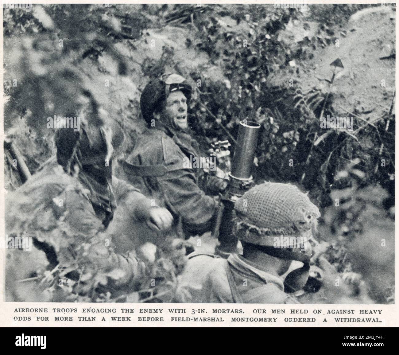 British First Airborne Troops utilisant un mortier, Arnhem Banque D'Images