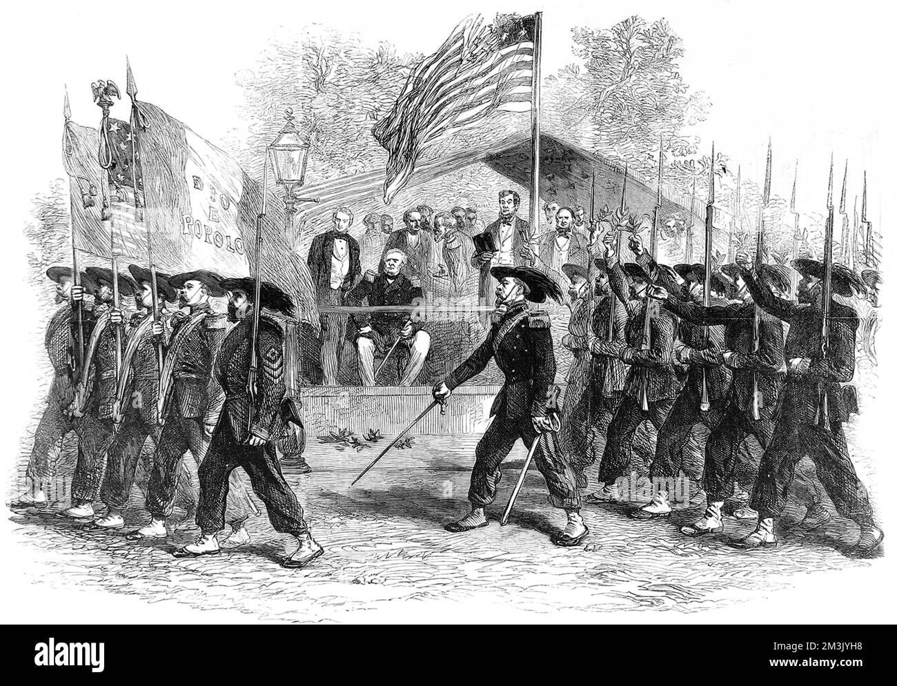 Guerre de Sécession. Revue des troupes fédérales. Banque D'Images