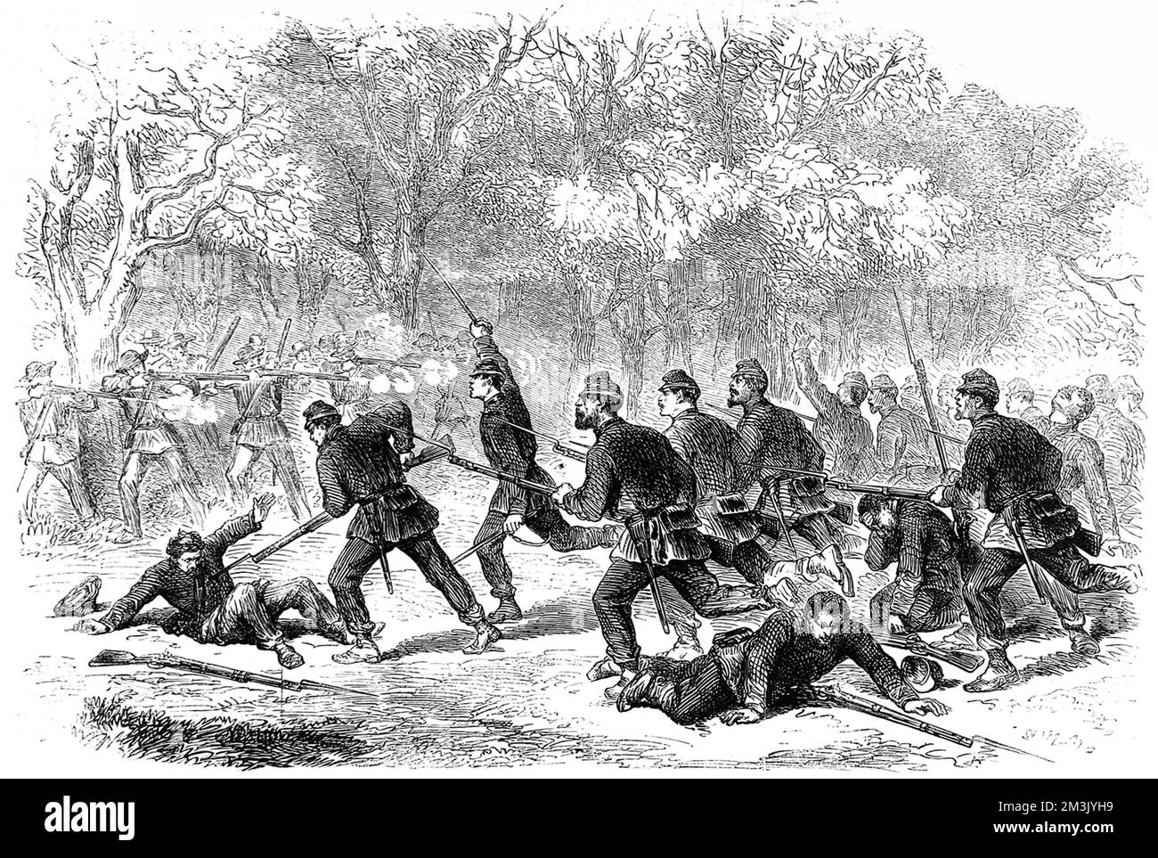 Guerre de Sécession. Le combat à Ball's Bluff, Haut Potomac Banque D'Images