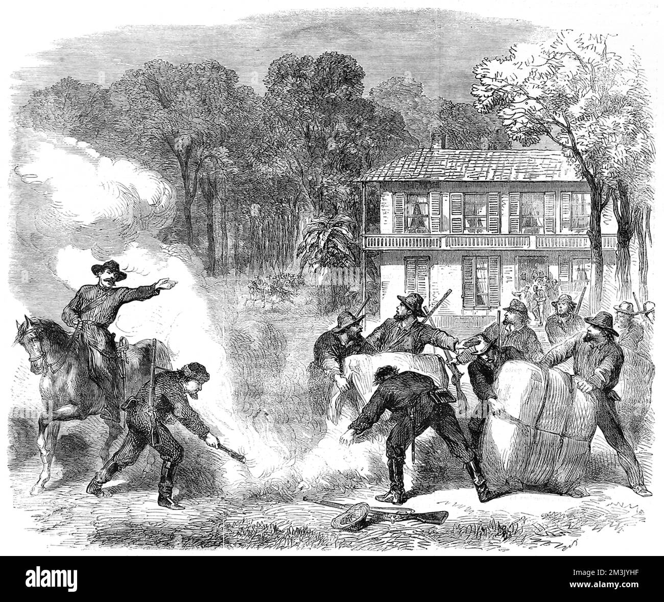 La guerre civile en Amérique : les brûleurs de coton dans le voisinage Banque D'Images