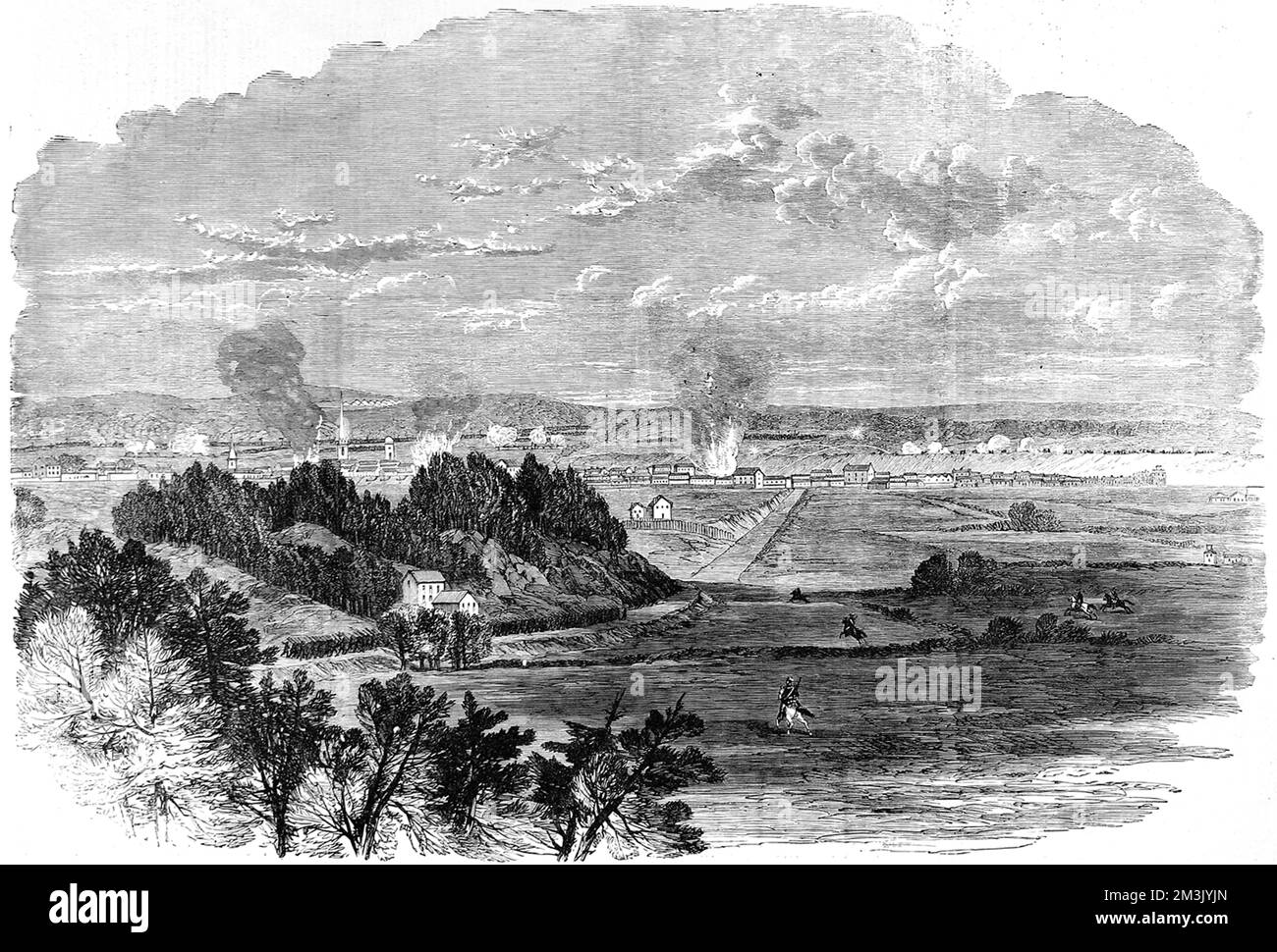 L'armée du Potomac sous le général Burnside subit une défaite à Fredericksburg, en Virginie, avec la perte de 12 653 hommes après 14 assauts sur les hauteurs de Marye par l'armée fédérale. Date: 1863 Banque D'Images