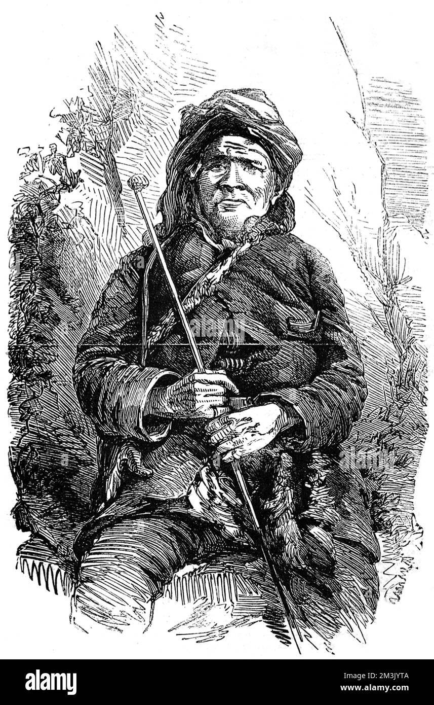 Portrait d'Ottawatamie Okemos Kinne-boo, de Shiminicon, près de Portland, le chef indien d'origine américaine, décédé à un grand âge le 5th décembre 1858. Date: 1859 Banque D'Images
