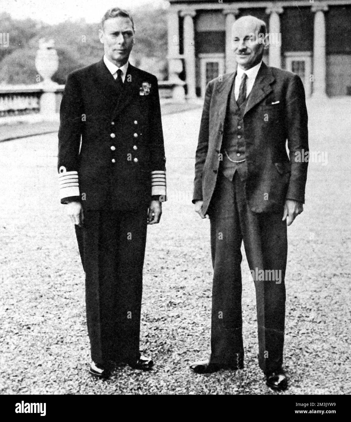 Roi George VI et Clément Attlee au palais de Buckingham 1945 Banque D'Images