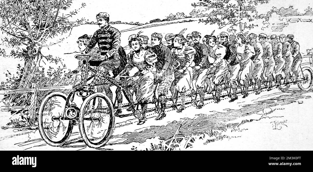 Tricycle pour vingt-cinq, conçu par The Herald cycle Company, New York, 1896. Cette machine a été construite pour le club de vélo Nynuke de Brooklyn, au coût de 120, en octobre de cette année-là. 1896 Banque D'Images