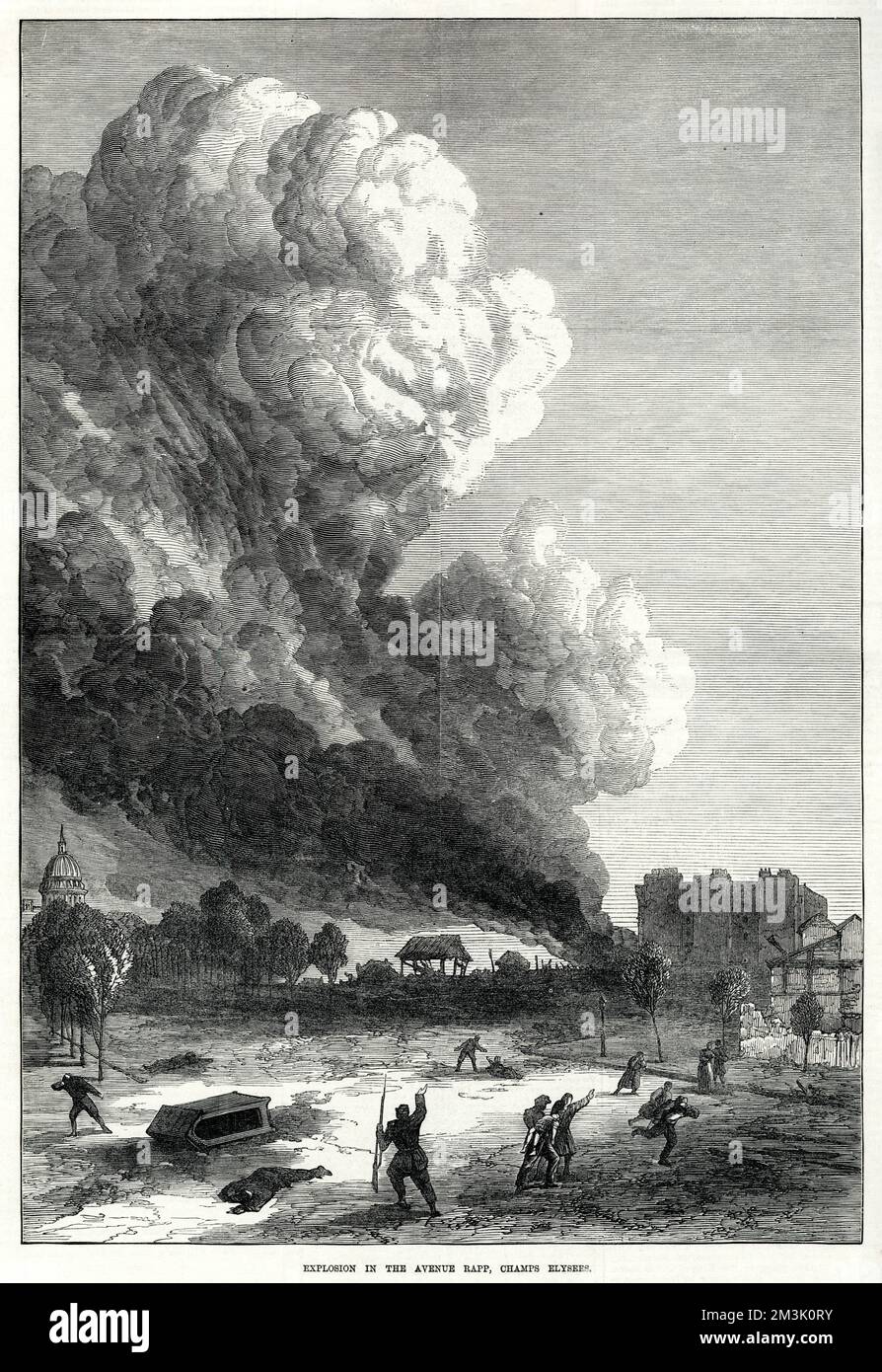 Explosion dans l'avenue Rapp ; commune de Paris 1871 Banque D'Images