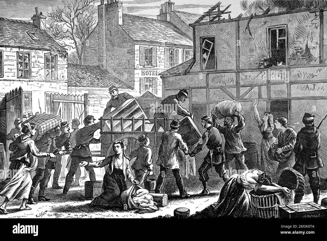 La première coquille à atterrir à Paris ; guerre franco-prussienne 1870 Banque D'Images