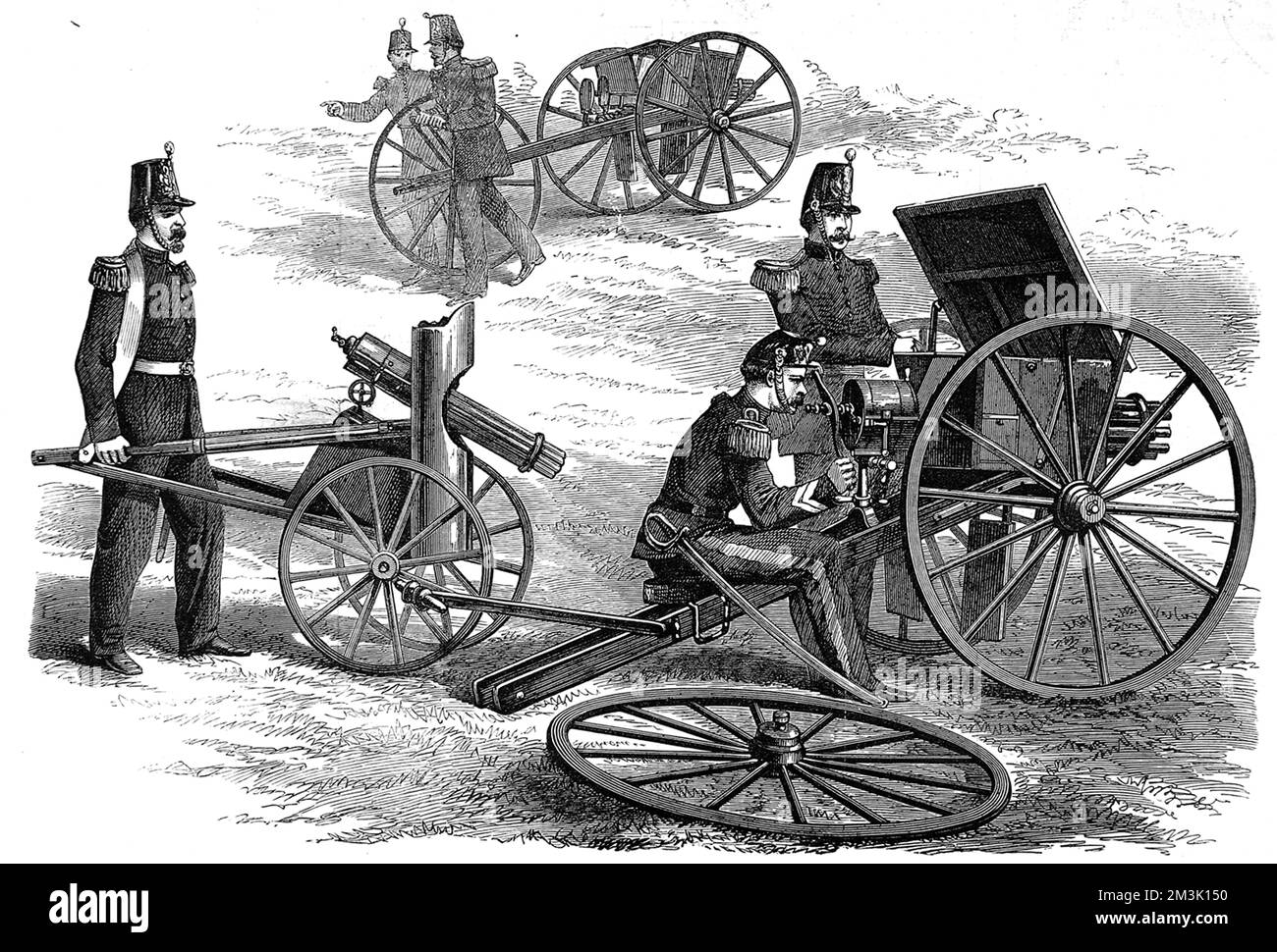 Guerre franco-prussienne. La mitrailleuse. Banque D'Images