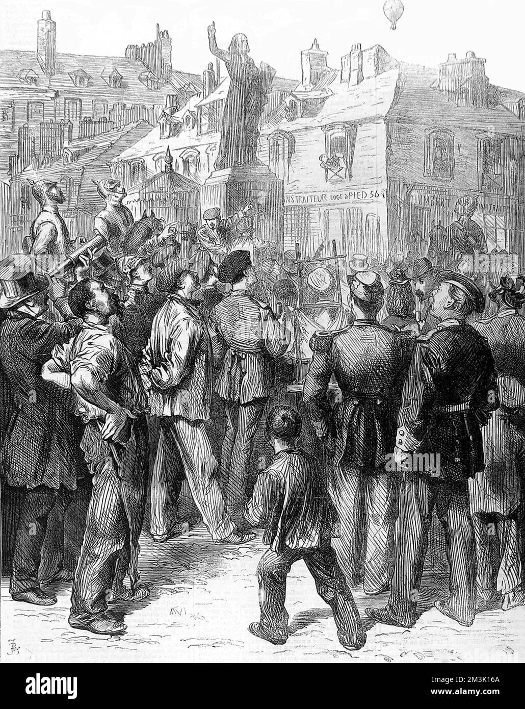 Guerre franco-prussienne : ballon de Paris au-dessus de Versailles Banque D'Images