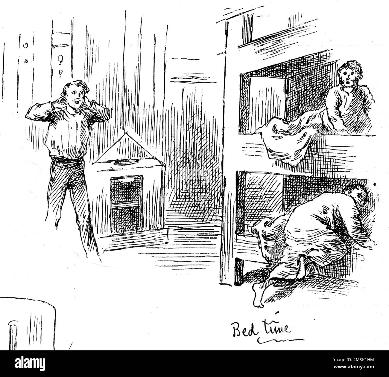 Passagers se couchant sur un navire émigrant, 1884. Banque D'Images