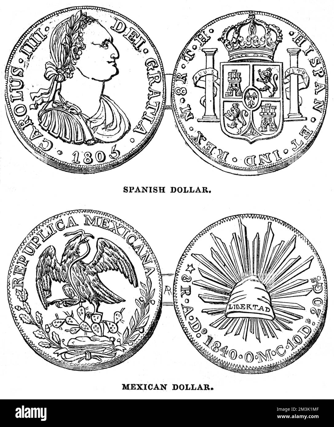 Bureau Bullion. Banque d'Angleterre. Dollars espagnols et mexicains Banque D'Images