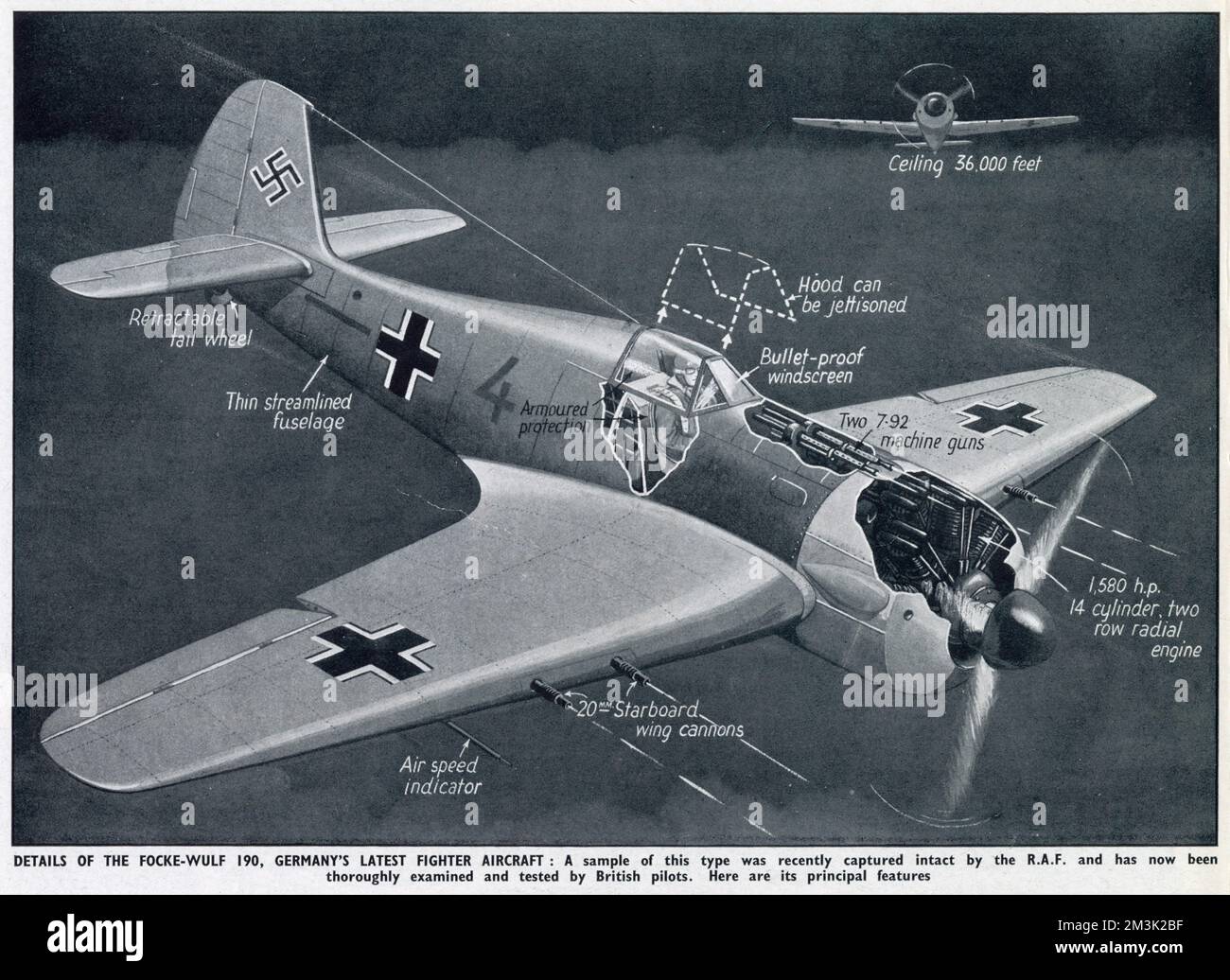 FW190 Fighter ; seconde Guerre mondiale, 1942 Banque D'Images