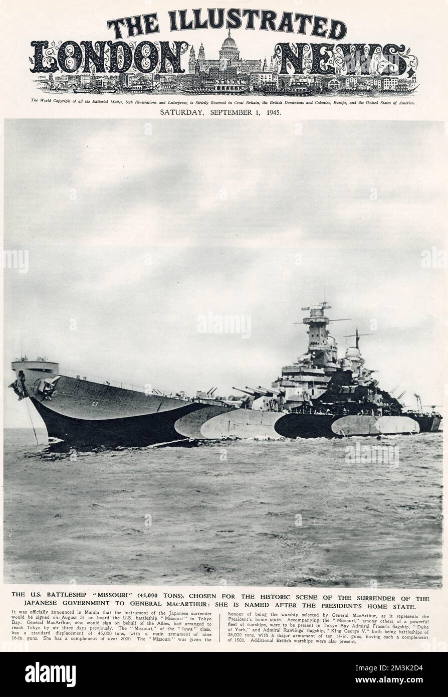 USS 'Missouri' ; seconde Guerre mondiale, 1945. Banque D'Images