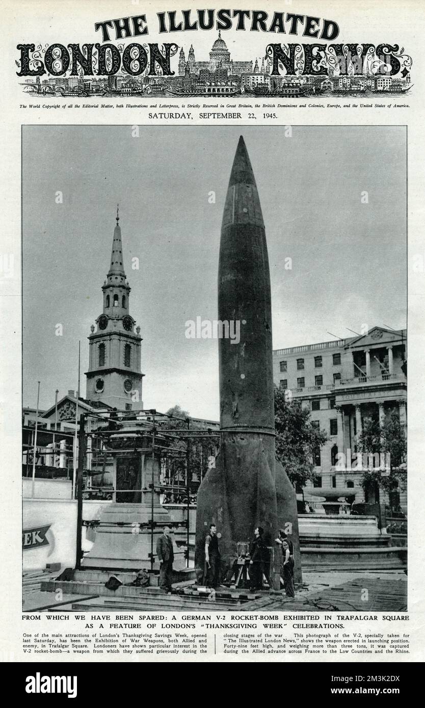 V-2 Rocket à Trafalgar Square, 1945 Banque D'Images