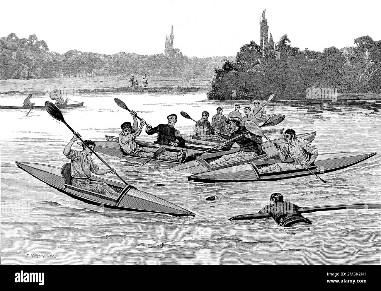 Water Polo en kayaks, Londres, 1883 Banque D'Images