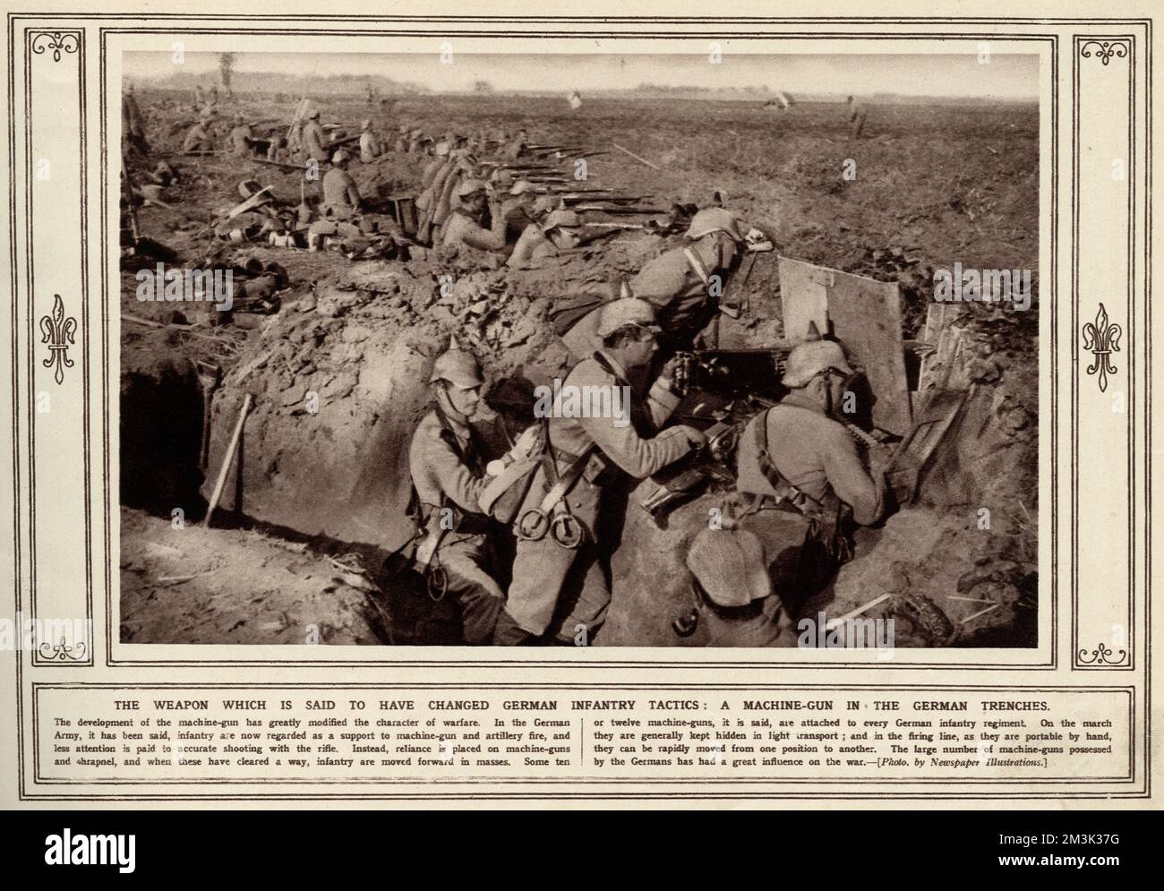 Mitrailleuse dans les tranchées allemandes de la première Guerre mondiale Banque D'Images