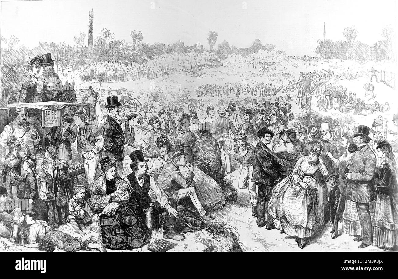 Holiday-makers on Hampstead Heath, Londres 1872 Banque D'Images