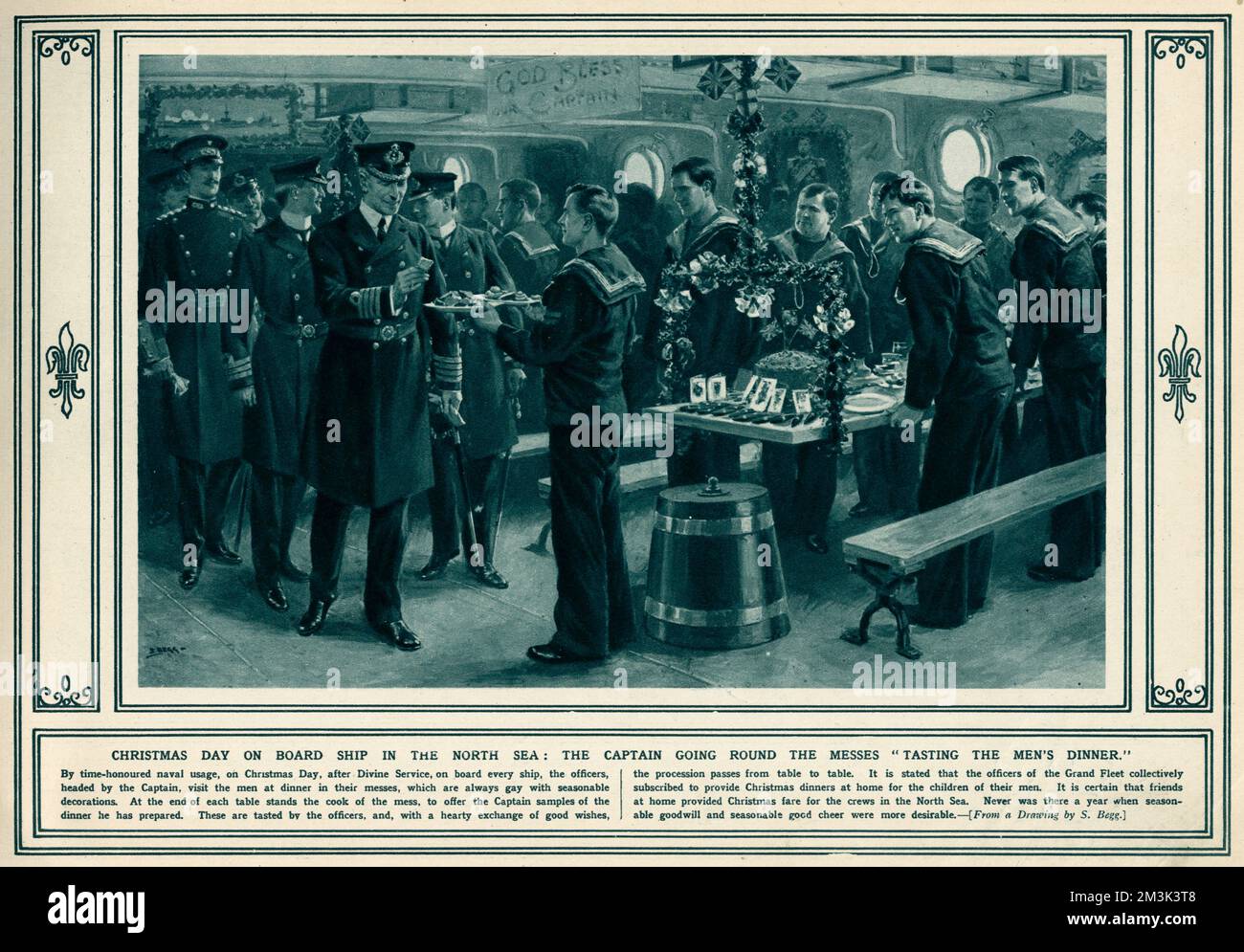 Capitaine goûtant le dîner hommes le jour de Noël Banque D'Images