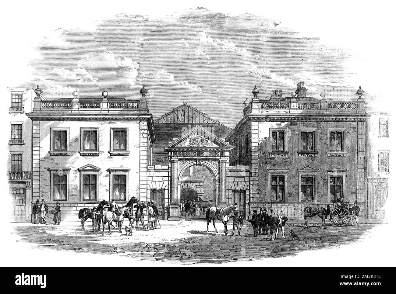 L'extérieur du marché du cheval et des calèches de Tattersall, Knightsbridge, 1864. 6 août 1864 Banque D'Images